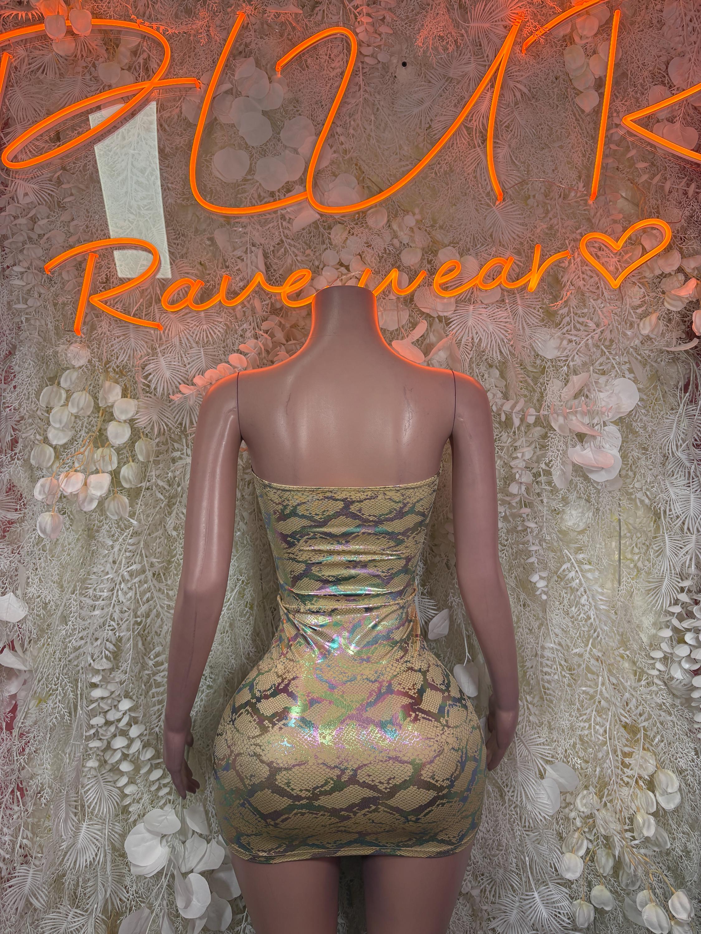 Snake Print Dress One Piece Tan  – Exotic Dancewear & Rave Wear Festival Dress Club Outfit