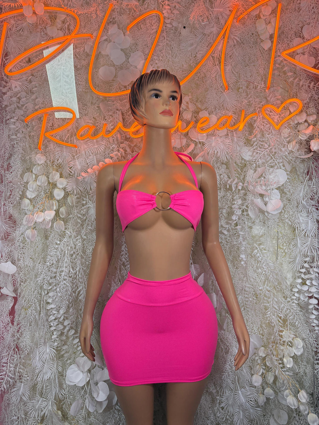 Hot Pink Skirt Set – Rave Festival Clubwear Exotic Dancewear Outfit Womens Clothing