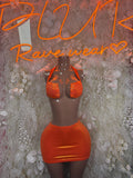 Orange Metallic Mini Skirt,Clubwear, Exotic Dancewear Dance Skirt Womens Clothing