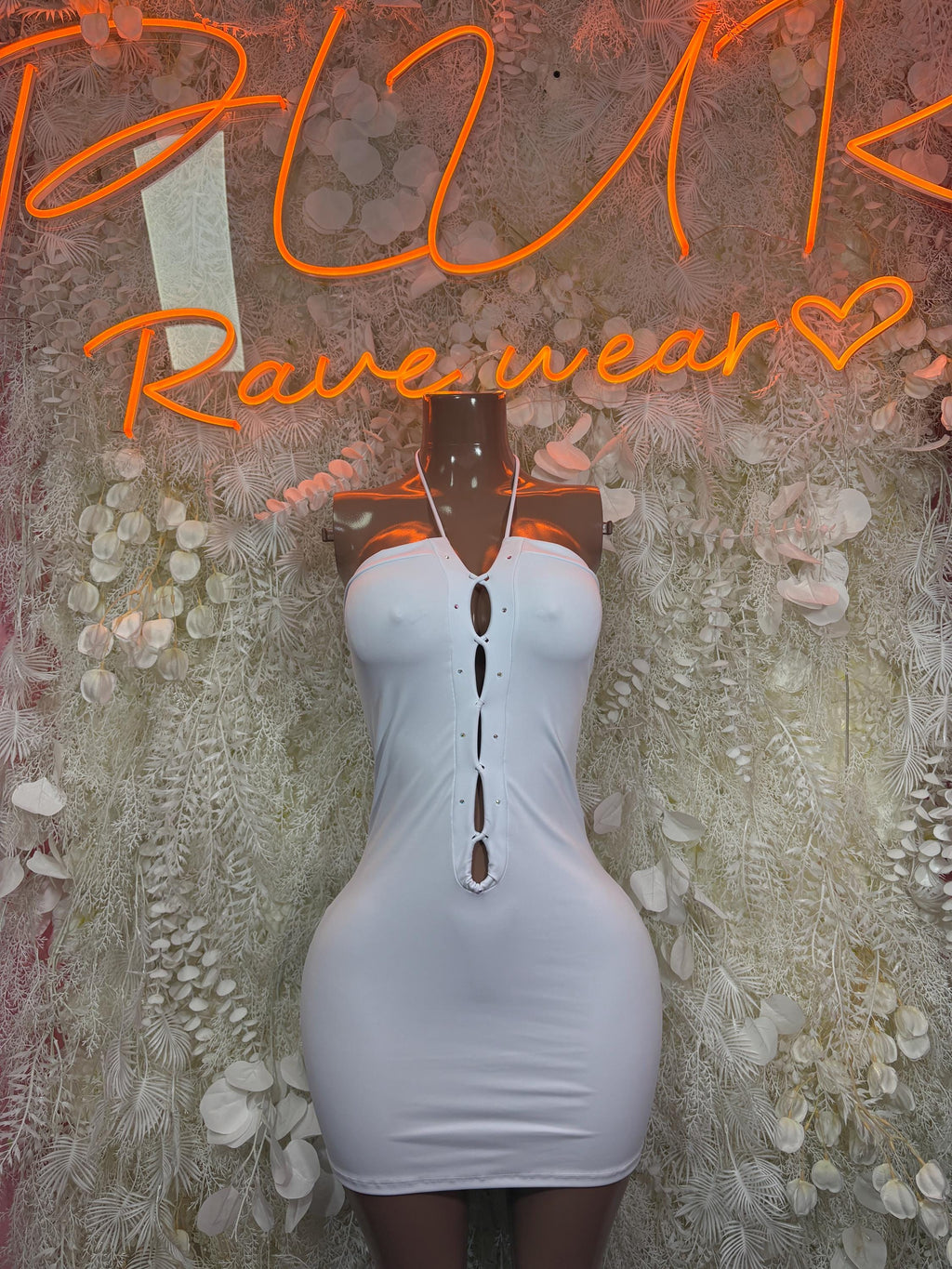 White Halterneck Club Dress – Exotic Dancewear Festival Costume