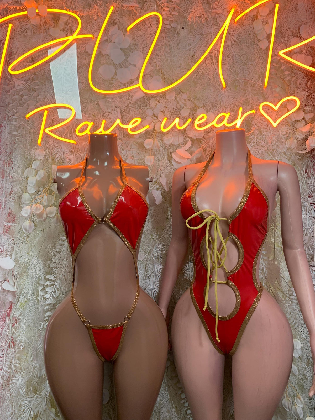 Red Latex Bodysuit - Rave Outfit Exotic Dancewear Clubwear Bottle Girl Bodysuit Costume - image 3