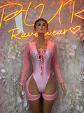 Baby Pink Bottlegirl Bodysuit One-Piece Bartender | Exotic Dancewear Festival wear