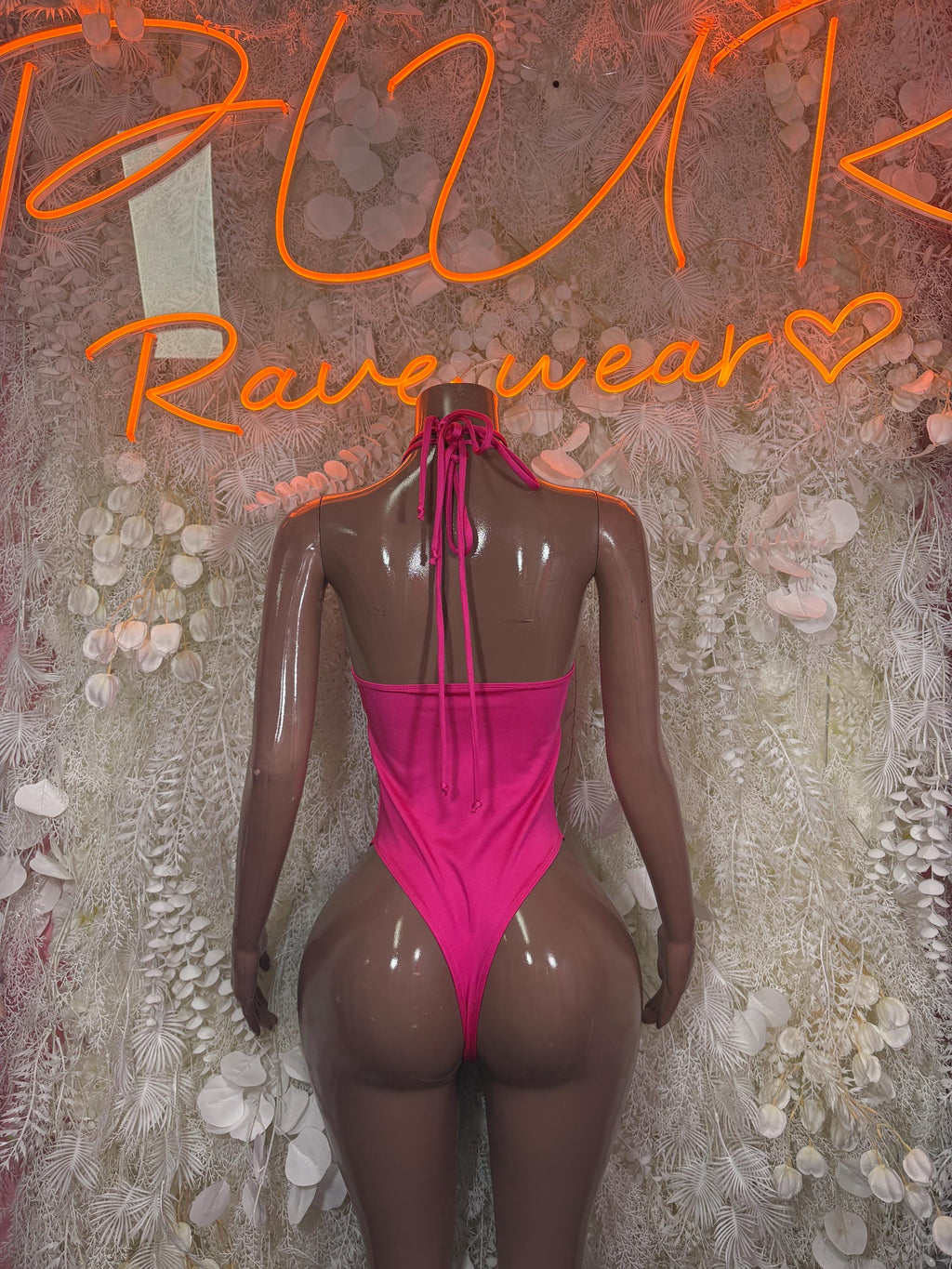 Bottlegirl Pink Bodysuit - Bottle Service Outfit Bartender Rave Festival Clubwear One Piece Dancewear