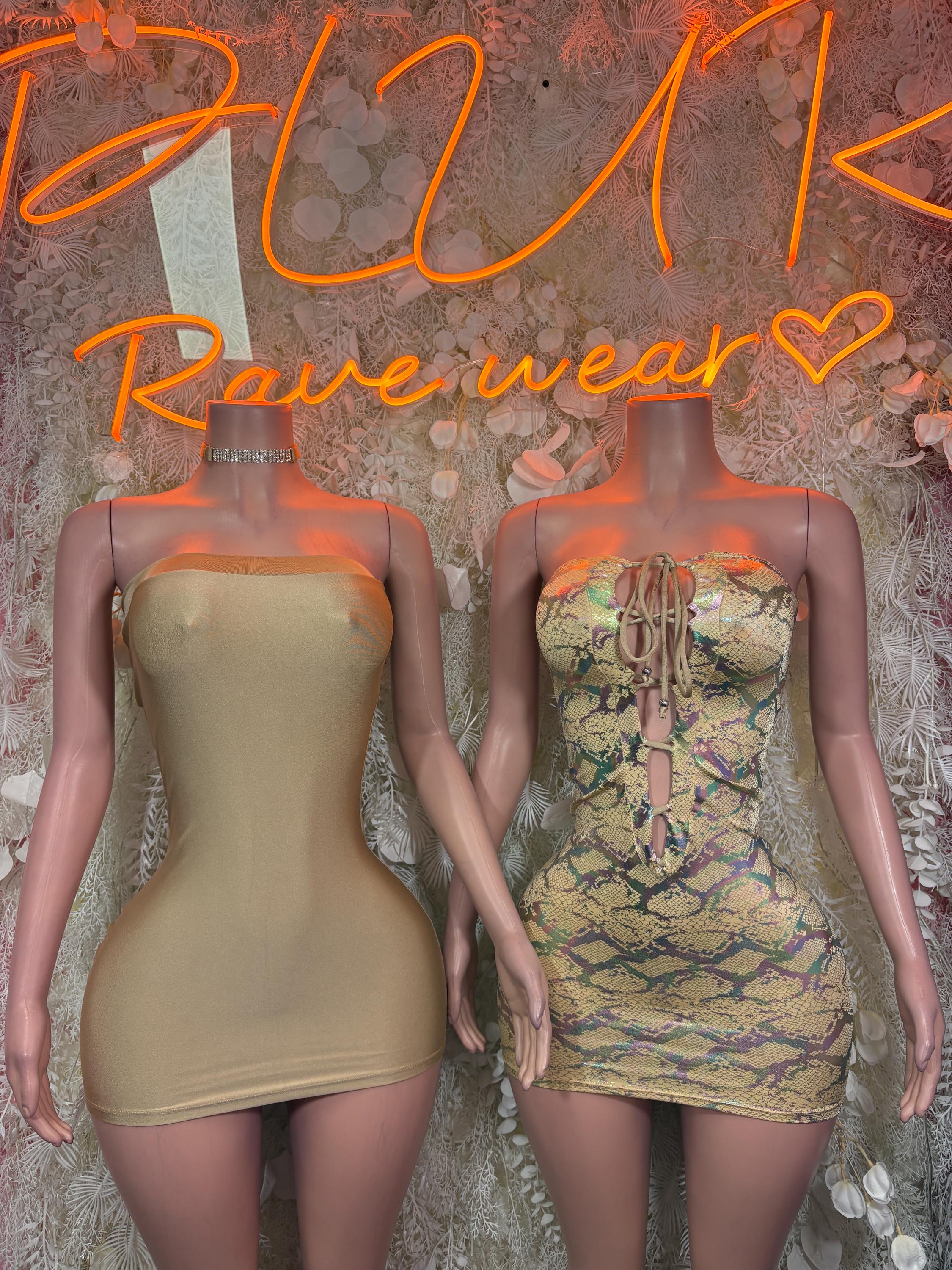 Nude Women’s Dress – Exotic Dancewear & Rave Wear Festival Dress Club Outfit