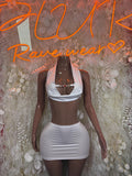 White Halter Top Mini Skirt Set: Festival, Rave, Exotic Dancewear