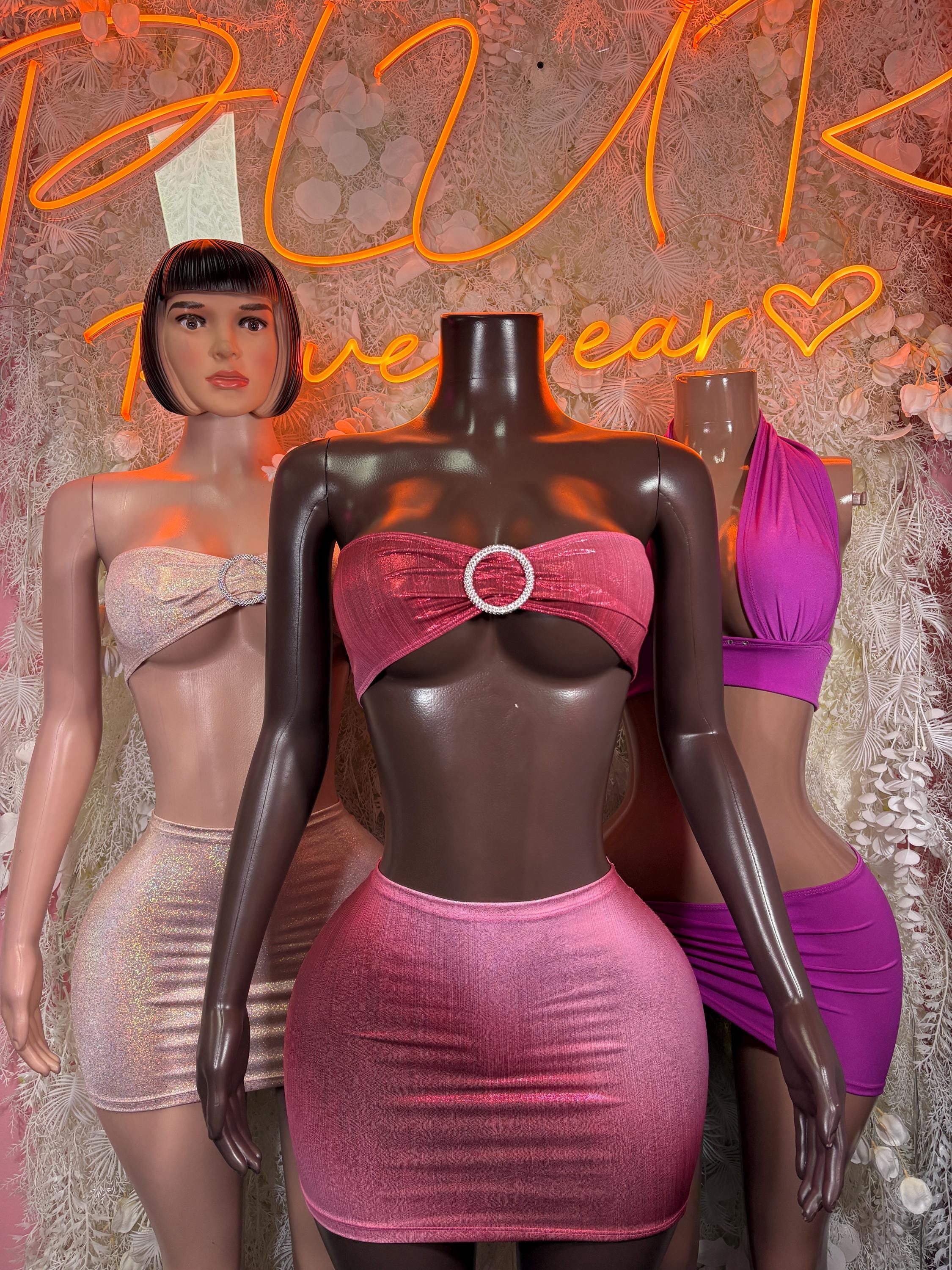 Purple Halter Crop Top Ruched Mini Skirt Set, Rave Clubwear Outfit