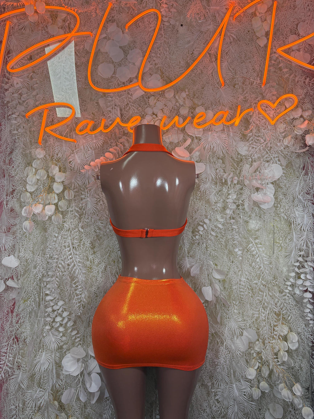 Orange Metallic Mini Skirt,Clubwear, Exotic Dancewear Dance Skirt Womens Clothing