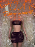 Purple Cutout Rave Set – Strapless Top & Skirt Festival Outfit
