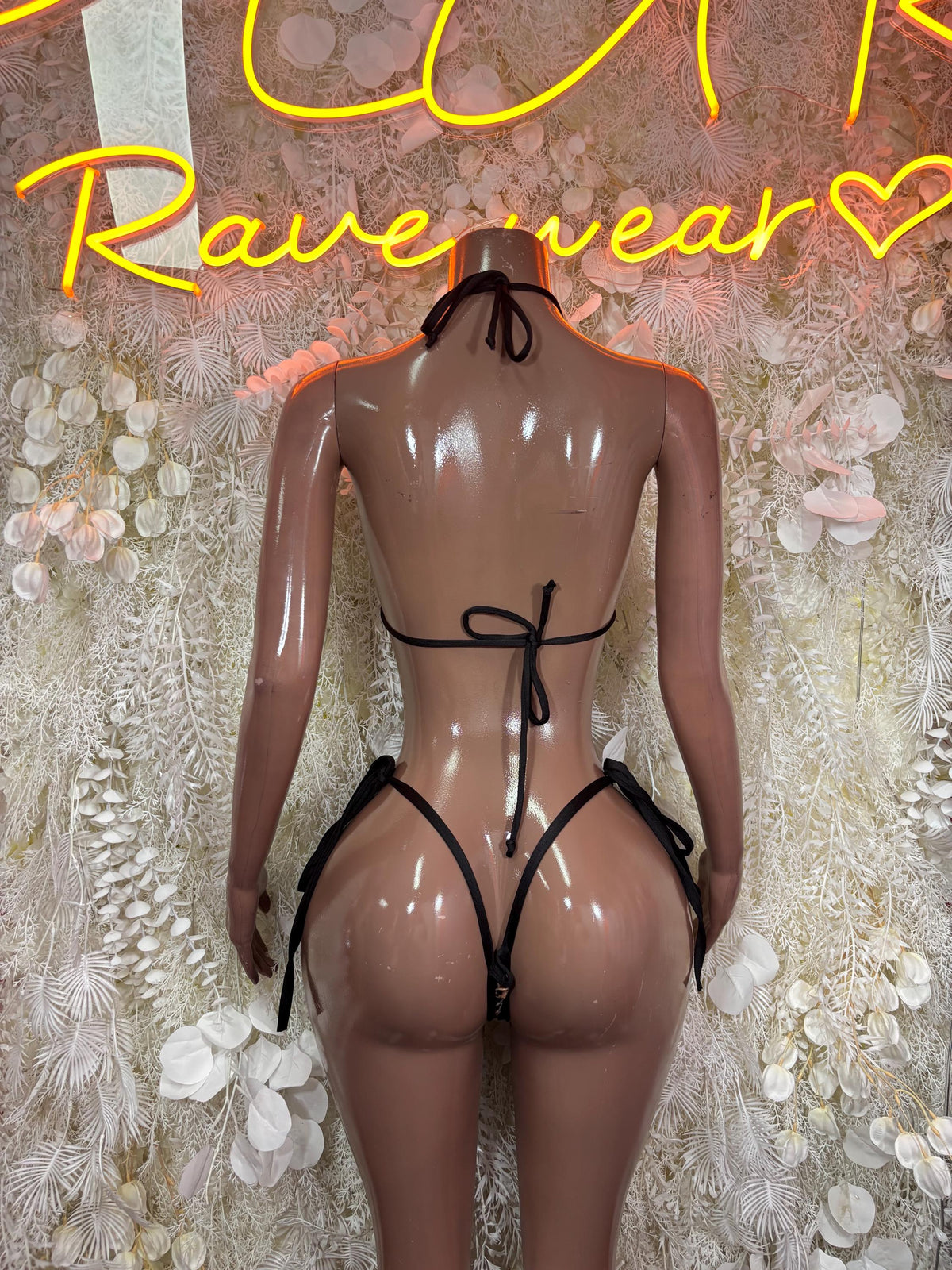 Leopard Print Chain Bikini Set: Halter Micro Thong Ravewear Two Piece - image 3