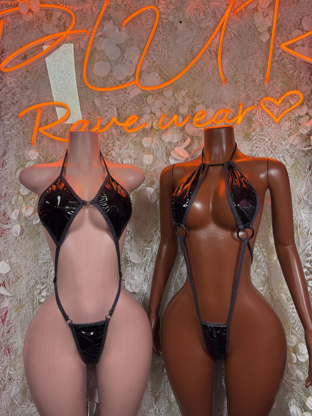 Black Latex Sling Shot Bodysuit – Wet Look Monokini, Exotic Dancewear, Festival Ravewear - image 3