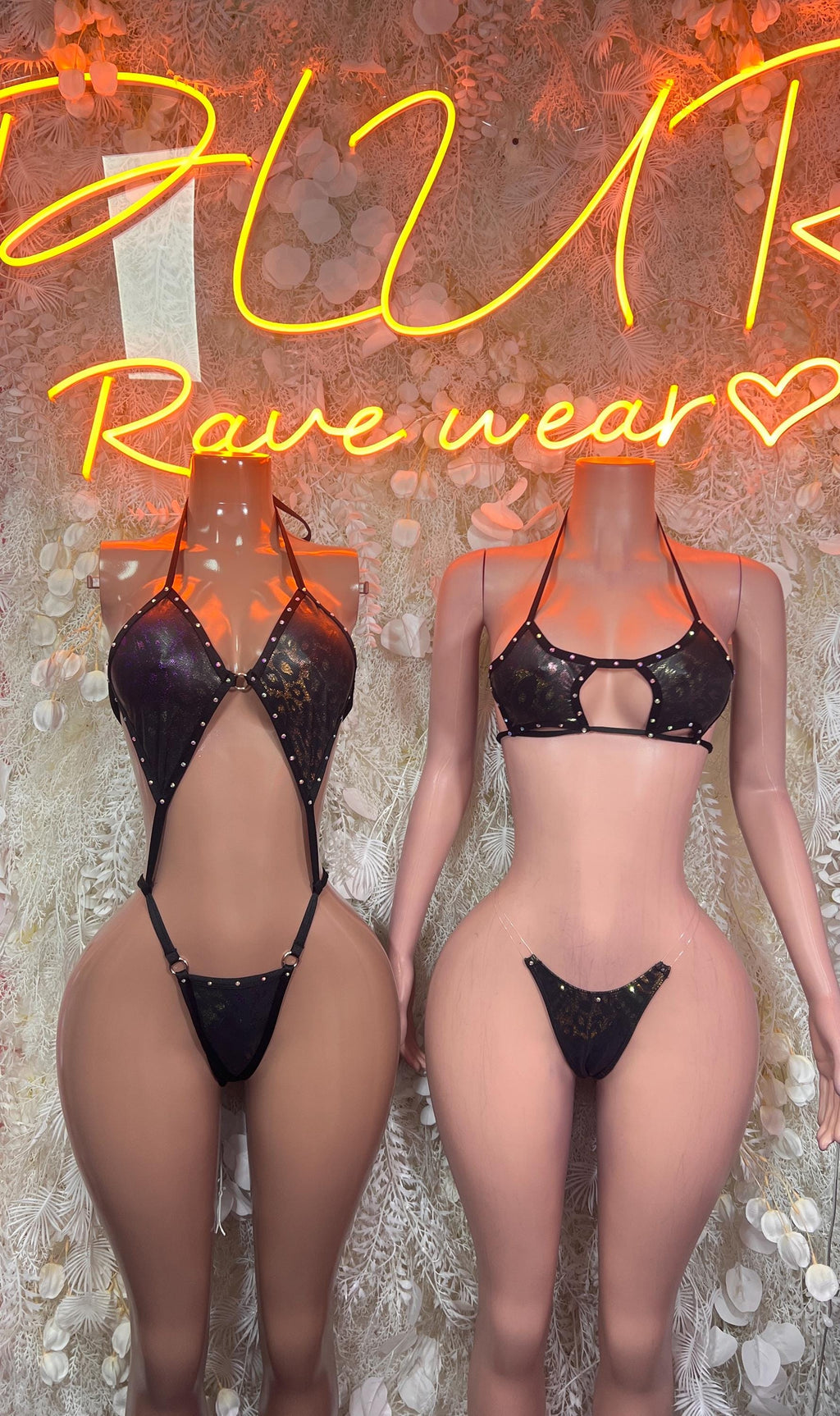 Black Leopard Print Studded Slingshot One Piece Rave Festival Clubwear Exotic Clothing - image 3