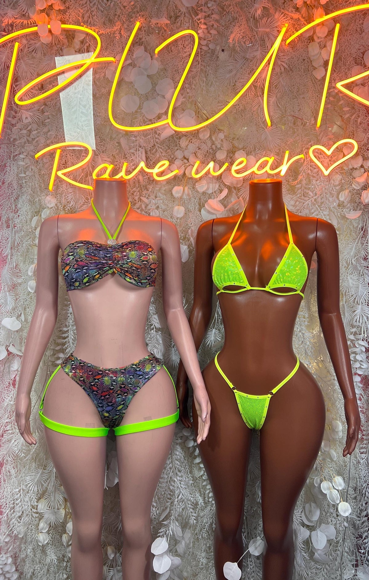 Neon Lime Green Bikini Micro Thong Set Rave Festival Exotic Dancewear Beach Bikini - image 3