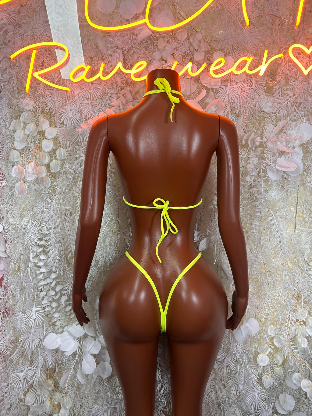 Neon Lime Green Bikini Micro Thong Set Rave Festival Exotic Dancewear Beach Bikini - image 2