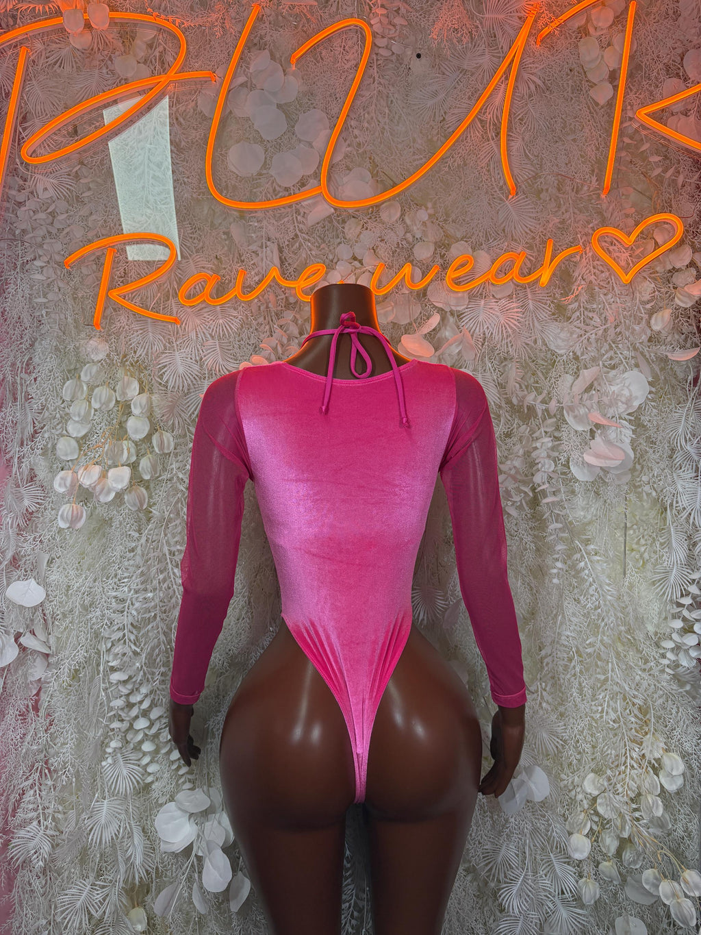 Pink Velvet Bottlegirl Bodysuit Rave Outfit, Exotic Dancewear Bartender One Piece - image 2