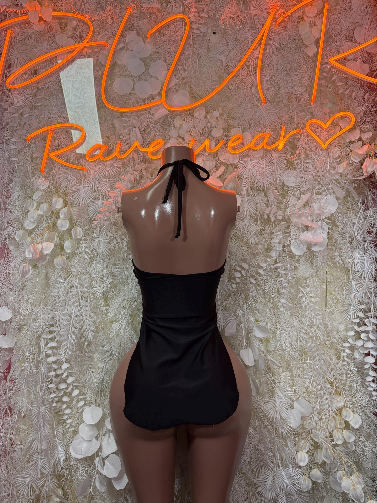 Black Strapless Lace Up Front High Cut Bodysuit Rave Festival Outfit Exotic Dancewear Clubwear Rhinestone Plunge - image 2