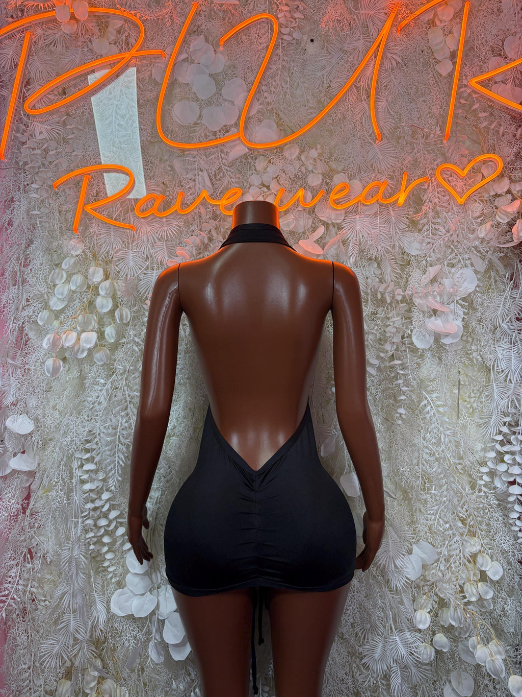 Black Lace Up Cutout Mini Dress Ruched Bodycon Rave Festival Outfit Exotic Dancewear Clubwear One Piece - image 2
