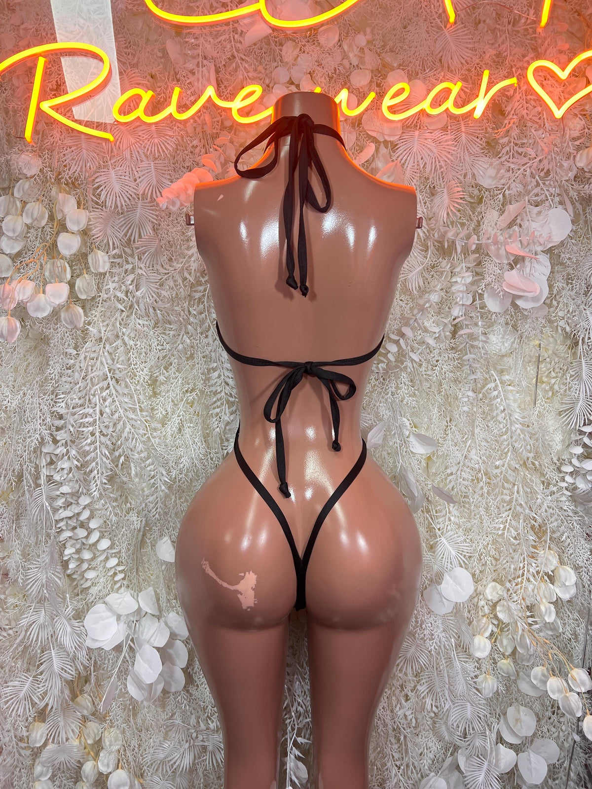 Black Leopard Print Studded Slingshot One Piece Rave Festival Clubwear Exotic Clothing - image 2