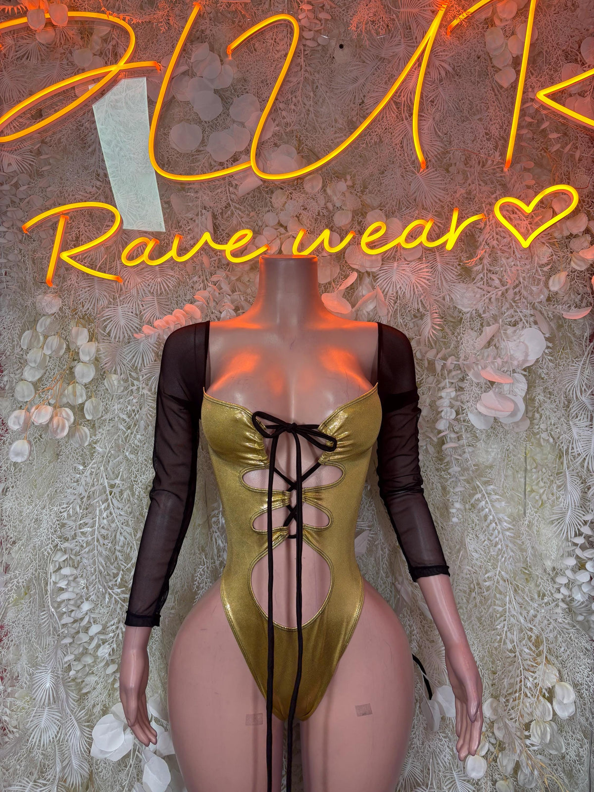 Bottlegirl Gold Metallic  Bodysuit One Piece Rave Festival Outfit Sexy Clubwear Exotic Dancewear