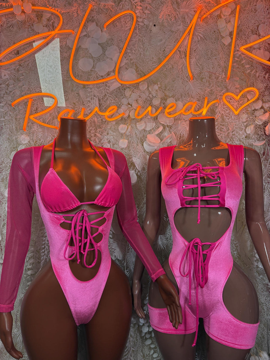 Pink Velvet Bottlegirl Bodysuit Rave Outfit, Exotic Dancewear Bartender One Piece - image 3