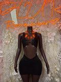 Black Lace Up Cutout Mini Dress Ruched Bodycon Rave Festival Outfit Exotic Dancewear Clubwear One Piece