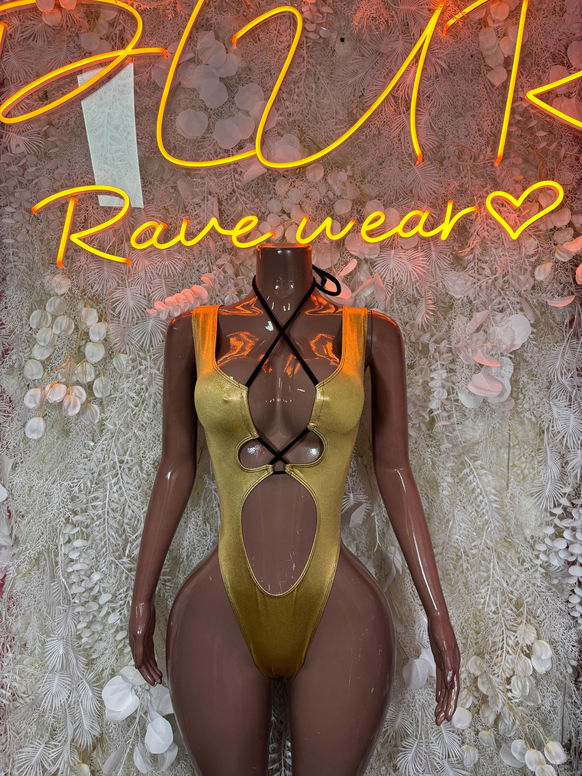 Bottlegirl Gold Metallic  Bodysuit One Piece Rave Festival Outfit Sexy Clubwear Exotic Dancewear
