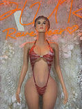 Rose micro bikini set with lace cups and thin halter straps
