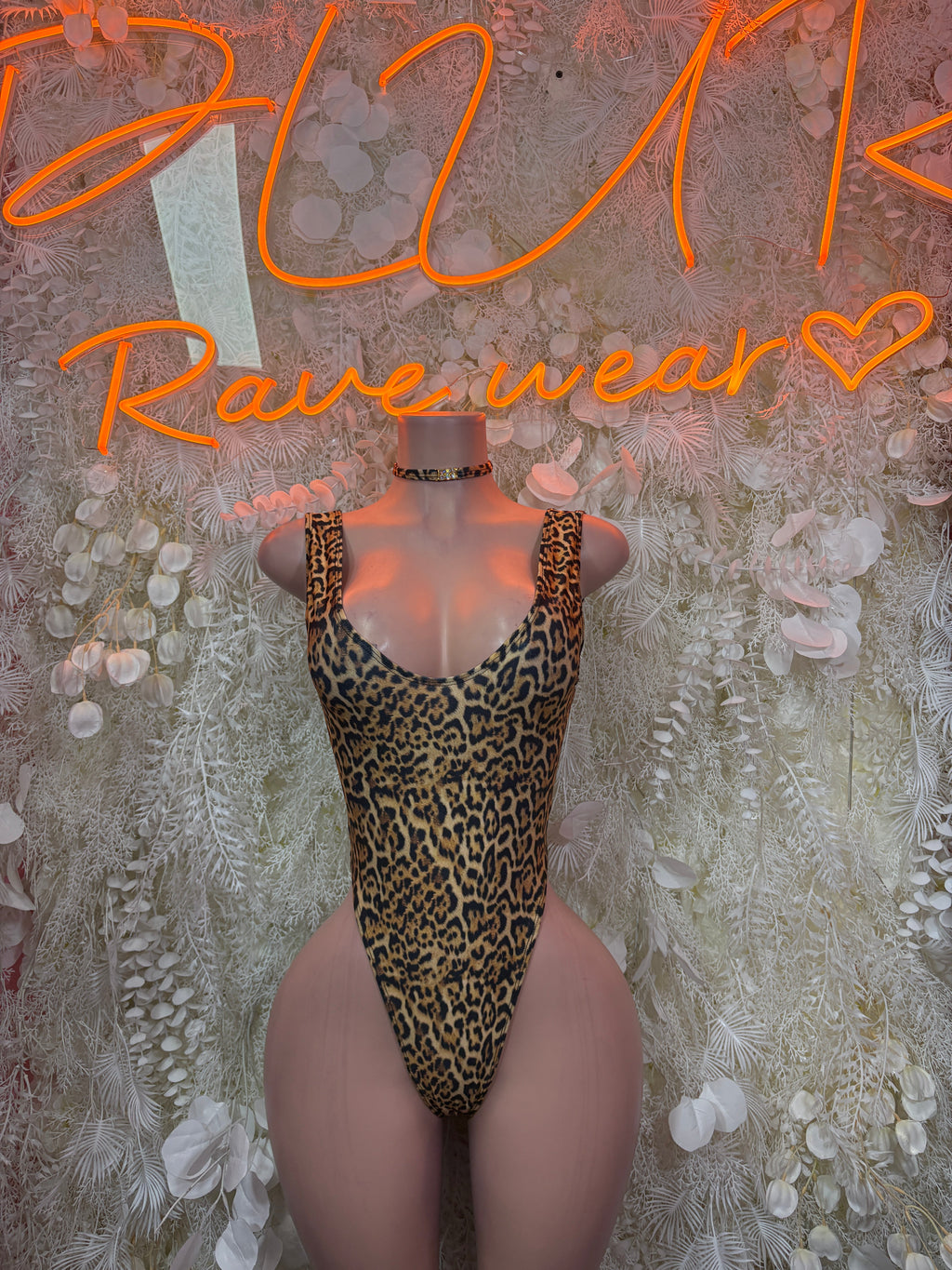 Leopard-print scoop-neck bodysuit, sleeveless, one-piece